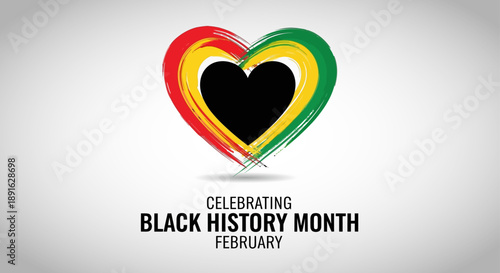 Celebrating Black History Month Heart Symbol African Heritage Colors Love Unity Culture Awareness Education Diversity