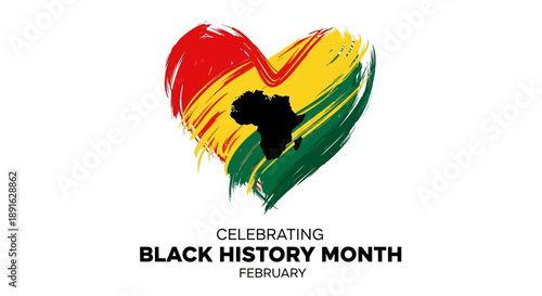 Black History Month Heart Graphic with Africa Map Celebrate Heritage and Culture