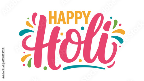 Happy Holi Celebration with Colorful Text