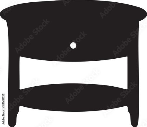 Nightstand Bedside Table Silhouette with Drawer and Shelf – Black and White Furniture Icon