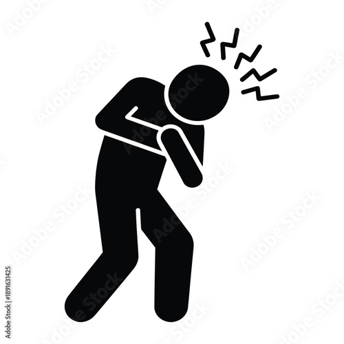 Man suffering from chest pain icon depicting heart attack symptoms or cardiac arrest emergency for healthcare and medical education