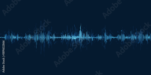 Abstract waveform visualization in shades of blue against a dark background