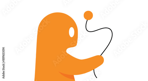 Minimalist illustration of a human profile with a thought or speech bubble representing communication and creative ideas in vibrant orange tones