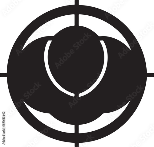 Modern black target symbol with crosshairs on white background