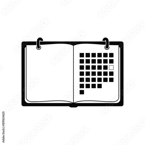 Vector illustration open book with calendar on right page
