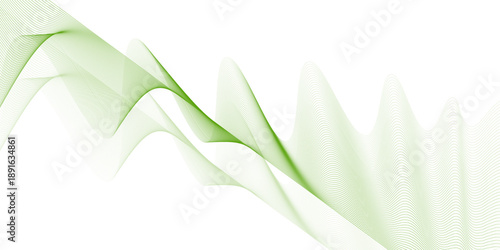 An abstract green wave design creates a fluid nature backdrop with light curves and a vector pattern element for an eco friendly spring wallpaper or web banner template