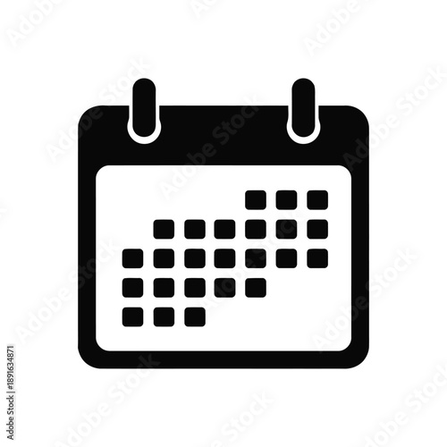 Vector illustration black and white calendar icon with dates marked on a simple page