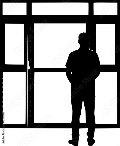 Person Looking Out Window Reflection Concept