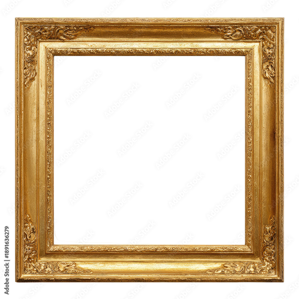 Fototapeta premium Gold-toned, ornate square picture frame