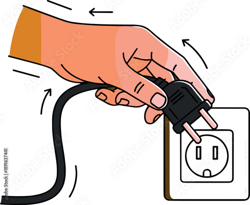 Illustration of a Hand Inserting an Electrical Plug into an Outlet