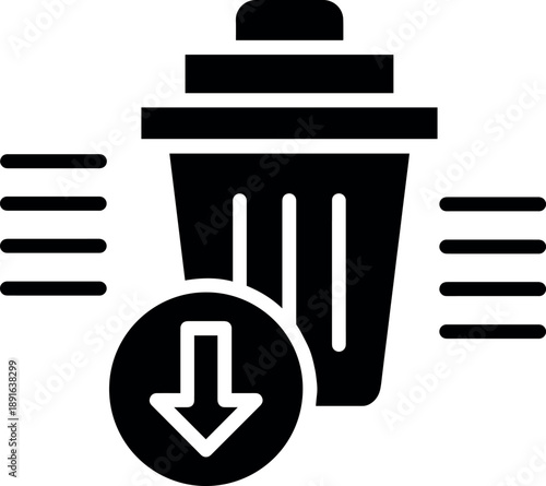 Delete Icon with Down Arrow and Lines