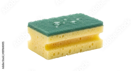 Scrubbing sponge for cleaning kitchen surfaces effectively, isolated on white or transparent background. PNG