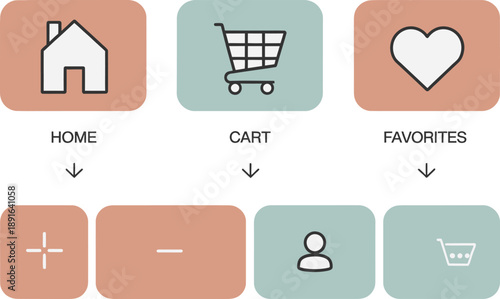 E Commerce Navigation UI Icons Set for Mobile App and Website Design