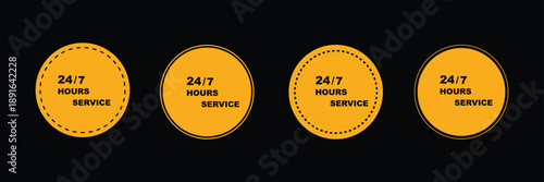 24/7 set icons . 24 hours 7 days in week service . Always open icon