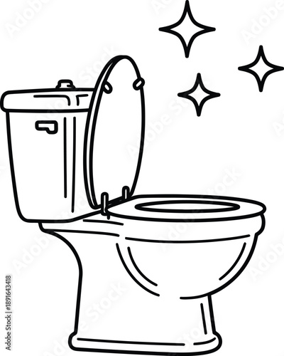 Sparkling clean toilet with lid up, symbolizing freshness and pristine bathroom hygiene