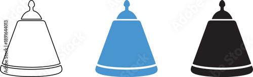 Set of Three Bell Icons in Different Colors for Design Needs