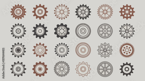 An assortment of intricately designed gears is displayed varying in size color and complexity against a neutral background high quality professional detailed modern elegant stylish clean