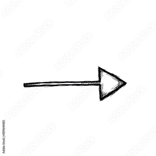 Hand-drawn arrow pointing right, a symbol of forward direction and progress. Ideal for creative navigation and sequential flow in designs, providing an authentic, sketched look