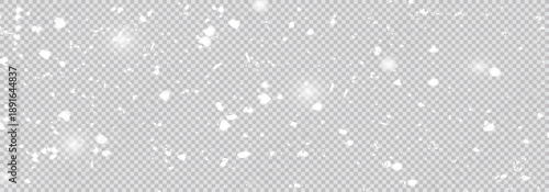 Snowflake gray banner. White snowflakes frame. Happy Holiday card. Hello winter border. Color snowfall frame. Flying confetti. Celebration design. Vector illustration.