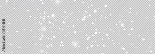 Snowflake gray banner. White snowflakes frame. Happy Holiday card. Hello winter border. Color snowfall frame. Flying confetti. Celebration design. Vector illustration.