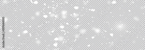 Panorama view random falling snow background. 