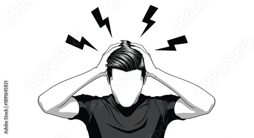 Person experiencing sudden shock or inspiration with abstract lightning bolts symbolizing electric ideas or stress