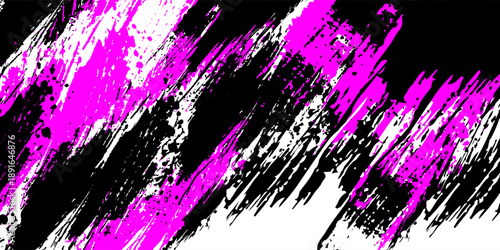 Black pink white brush pattern car sticker banner sporty abstract lines black pink color combination grunge brush pattern modern motorsport racing design. eps 10