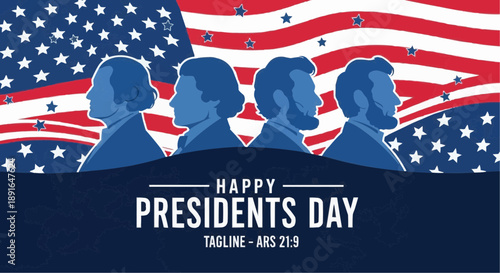 Presidents day celebration with american flag silhouettes
