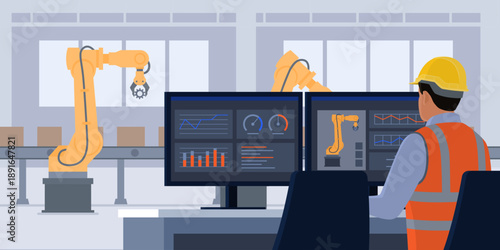 Predictive maintenance engineer checking data