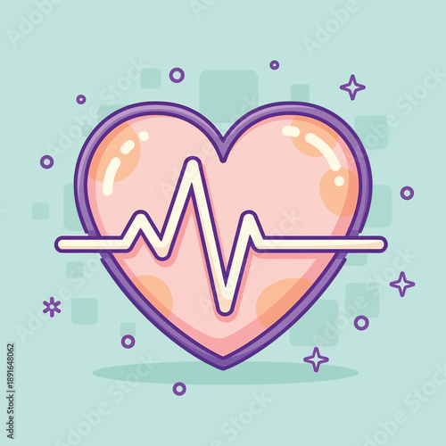 Vibrant heart with ekg pulse line symbolizing health, life, and medical care