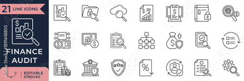 Finance Audit Accounting Tax Compliance Financial Analysis Vector Icon Set