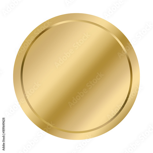 Фотография Shiny Blank Gold Coin with Realistic Metallic Gradient and Beveled Edge, Ideal f