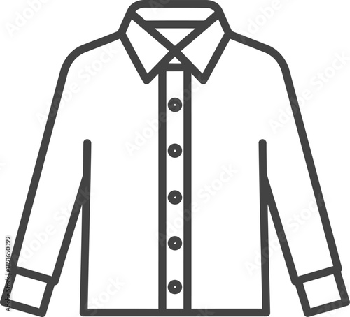 Elegant outline icon of a classic long sleeve button up shirt, perfect for clothing designs