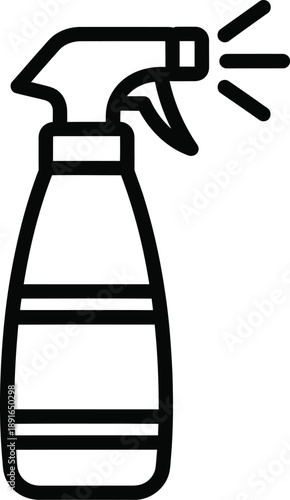 Outline icon of a spray bottle emitting a fine mist, perfect for cleaning or gardening applications
