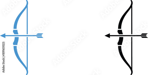 Blue and Black Bow and Arrow Illustration for Archery Design