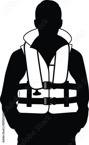 Vector illustration of a black silhouette of a businessman in a suit and hat standing with his back turned while holding a gun in a classic cartoon fashion style