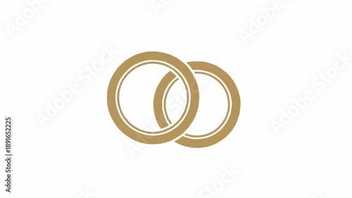 Two Interconnected Gold Wedding Rings Closeup.