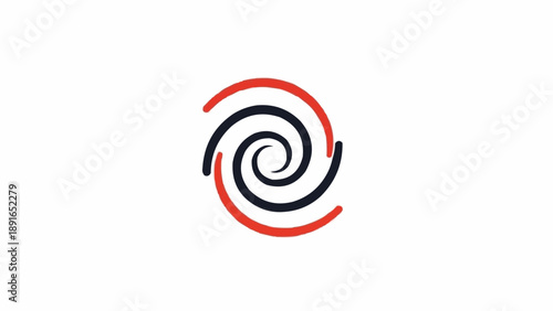 Black and Red Spiral Swirl Icon.