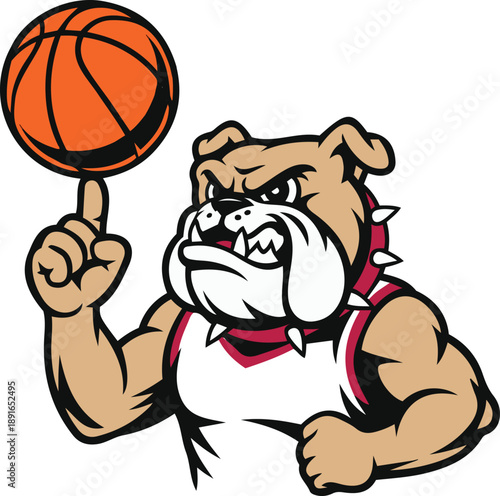 Tough Bulldog Basketball Mascot Vector
