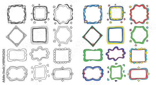 Collection of decorative frames and borders in various shapes and colors
