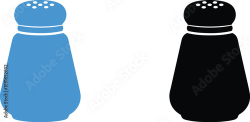 Blue and Black Salt and Pepper Shakers Set on Transparent Background