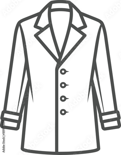 Elegant and modern line art illustration of a classic coat or business jacket for fashion designs