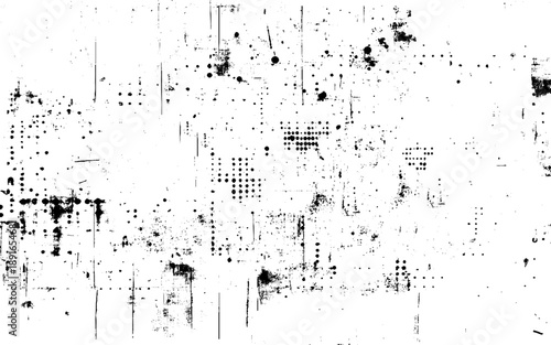 Vector grunge halftone dust texture overlay. Monochrome abstract splattered background.