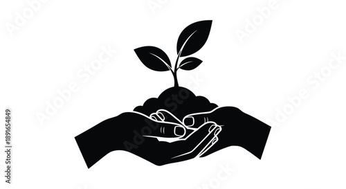 Hands cradling a seedling symbolizing growth and environmental care