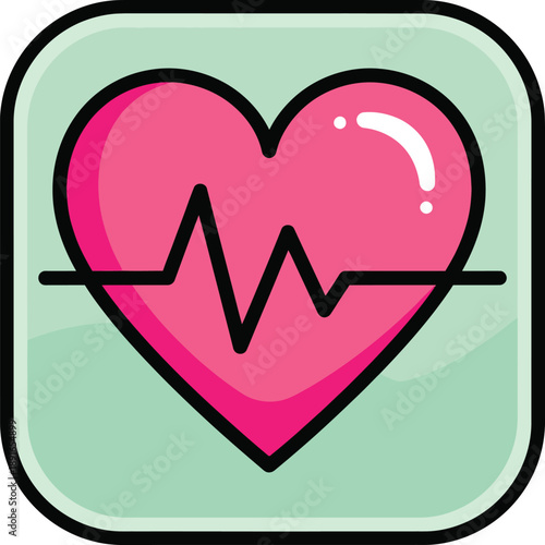 Vibrant heart icon with ekg line, symbolizing health, medical care, and wellness monitoring
