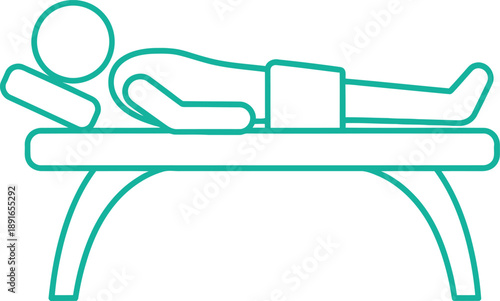 Outline icon of a person lying face down on a massage table for therapy or relaxation