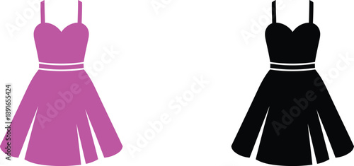 Colorful Dress Silhouettes Isolated on Transparent Background for Fashion Design