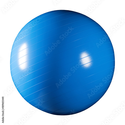 Blue exercise ball for fitness and physical therapy activities. 3d rendering
