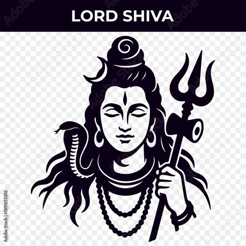 Lord Shiva Divine Icon with Trident and Snake