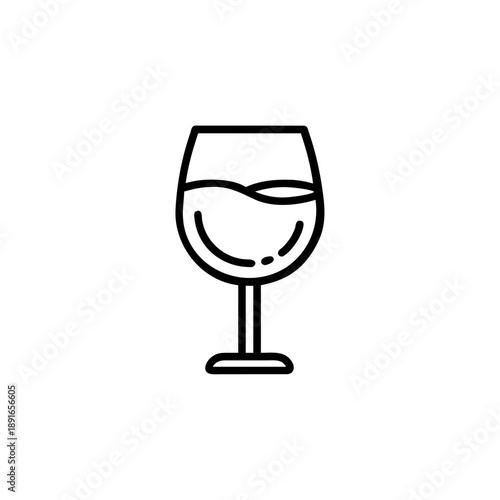A single transparent crystal wine glass filled with red liquid reflection isolated on a clean white background for a restaurant bar celebration beverage object